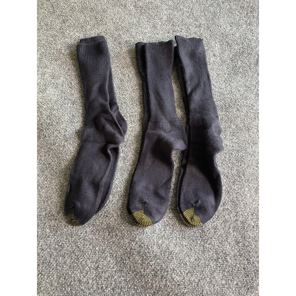 Gold Toe Mens Black Crew Socks 3 Pairs Signature Gold Reinforced Toe Athletic